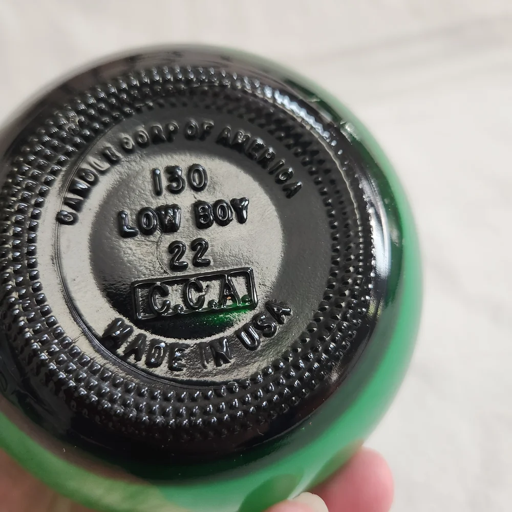 Vintage Green Glass Jar with Train Candle